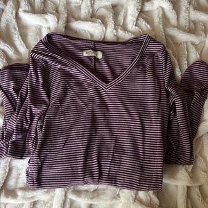 Hollister Maroon Striped (scooped) Longsleeve